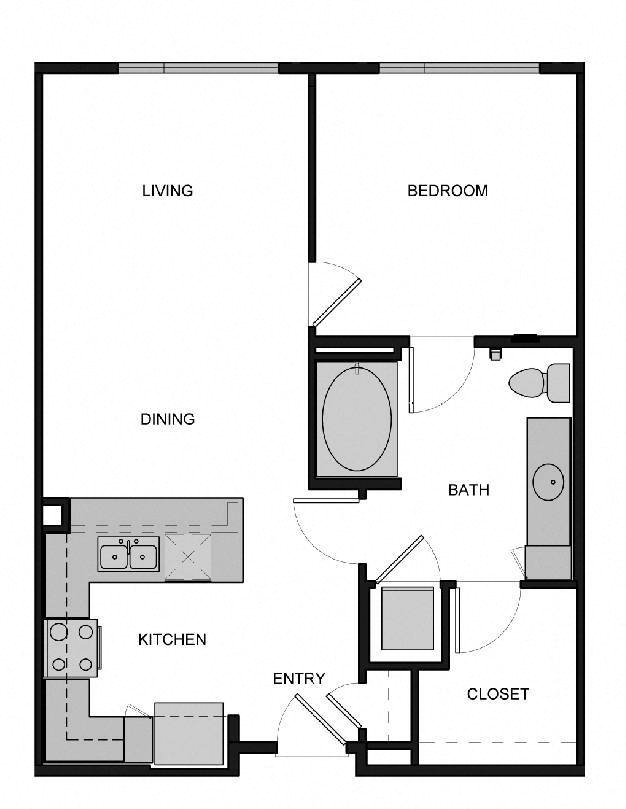 A3 One Bedroom Floorplan Image